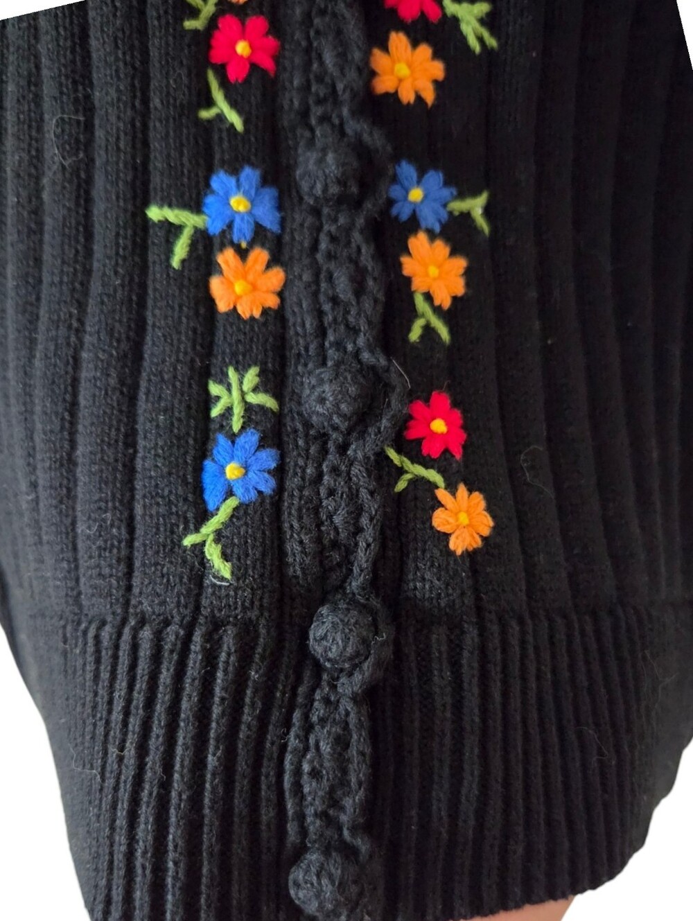 Sézane Ilena Cardigan Women Medium Black Organic Cotton Embroidered - Picture 7 of 11